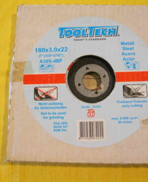 TOOLTECH Stahl Trennscheibe 180x3x22mm