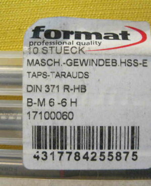 format M6 Maschinengewindebohrer fuer Stahl