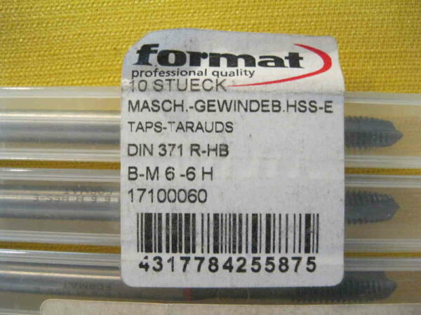 format M6 Maschinengewindebohrer fuer Stahl